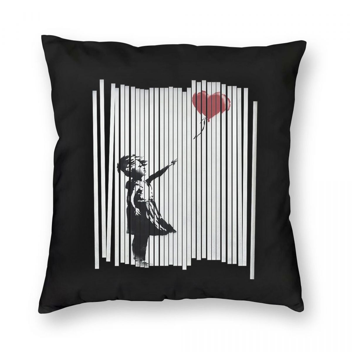 Banksy Shredded Balloon Girl Pillowcase Polyester Linen Velvet Pattern Zip Decorative Throw Pillow Case Car Cushion Case Peach skin 18*18(CM)-1Pcs