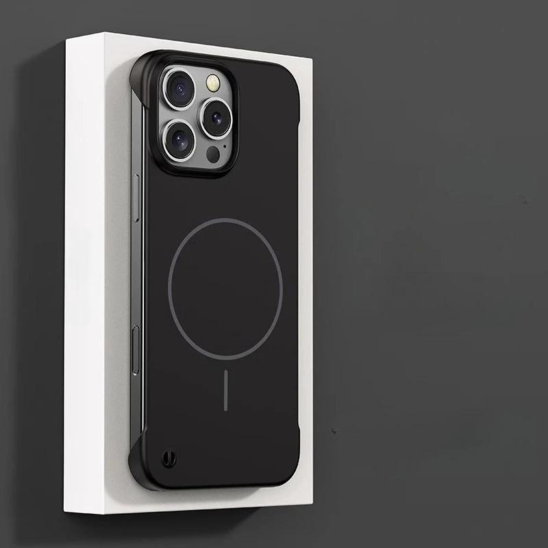 

Чехол для iPhone 16E Magsafe Frameless Shockproof Case для iPhone 16 Pro Max 16Plus 15 14 13 Pro Max Ultra Thin Wireless Charging Hard Cover iPhone 16 чёрный