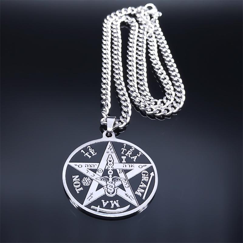 Witchcraft Gothic Dark Pentagram Necklace Stainless Steel Original Tetragrammaton Salomon Amulet Necklaces for Women Jewelry