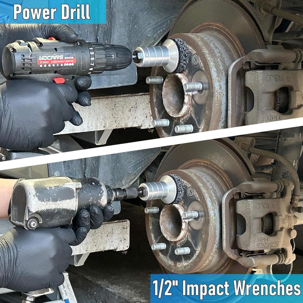 Wheel Hub Cleaning Kit,Brake Hub Cleaning Kit Includes 3 Pads,Holder and Adapter,Fits Power Drill or 1/2" Impact Driven Wrenches