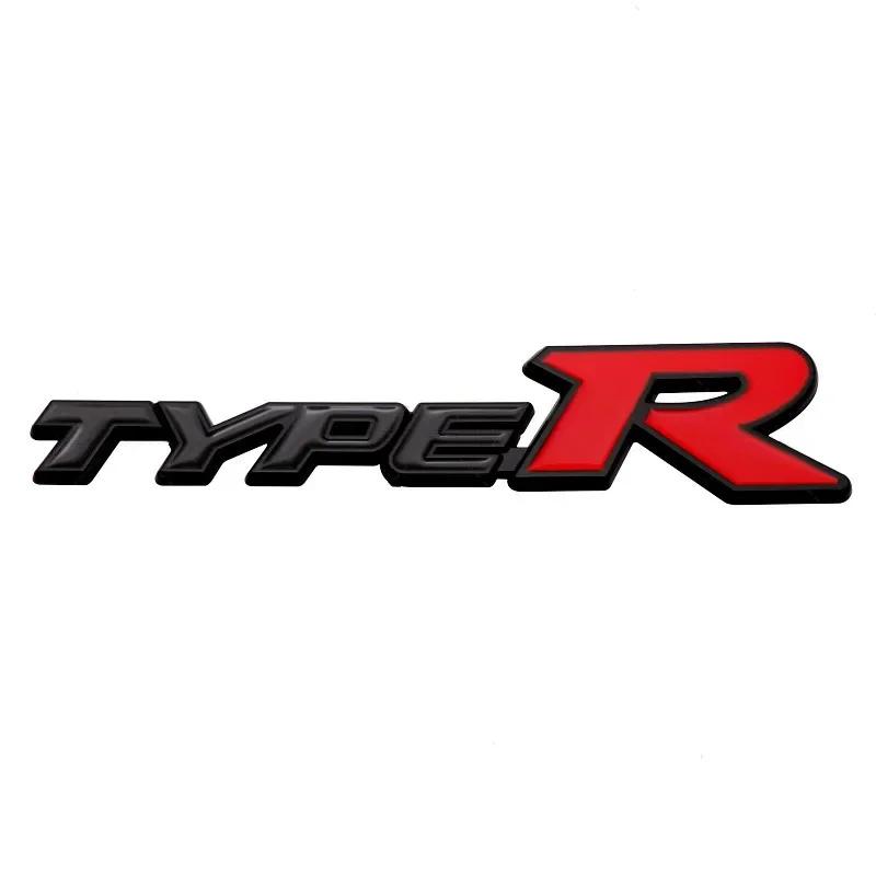 3D Metal Type R Logo Front Grill Badge Rear Trunk Emblem Sticker Decals For Honda Civic TYPER CRV HRV Accord Fit Car Accessories