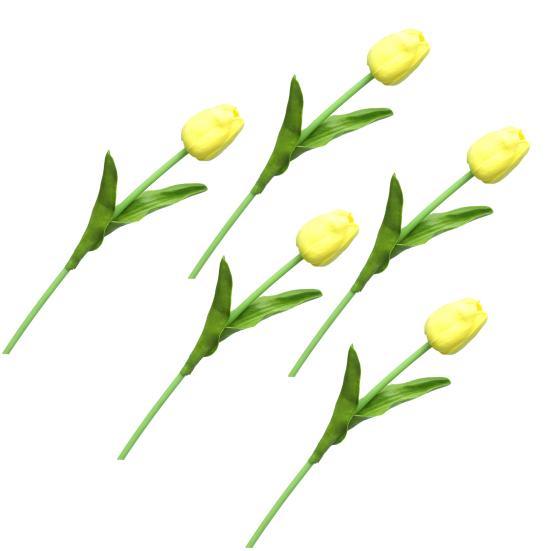 5 Pcs Artificial PU Tulip Real Touch Fake Flower Bouquet Fake Floral Arrangement for Wedding Spring Home Office Party жёлтый
