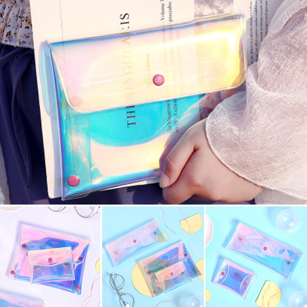 Laser Pouch Makeup Bag Pencil Case 3 Sizes Waterproof PVC Cosmetic Organizer Stationery Storage Bag
