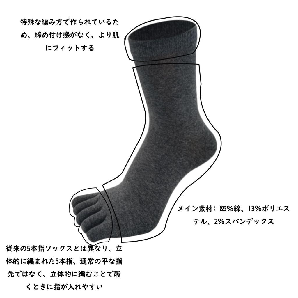 XKAOPUTE Set of Business Suitable for and All Odor Half Crew Fit Men's Five-Toe Socks, 6, Style, Cotton, Sports, Running, Seasons, Resistant,
