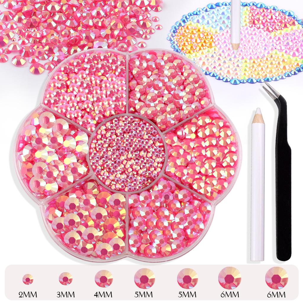 7 Grid Plum Blossom Boxed Resin Flat Bottom Nail Art Jewelry Jelly Diamond Violent Bear Ab Rhinestone Diy Clothing Diamond Sticker