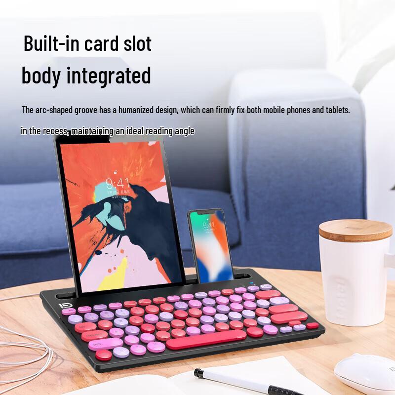 Fude IK3381D Retro Wireless Bluetooth Keyboard