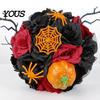 Halloween Flower Bouquet Wedding Bouquets for Bride And Bridesmaid, Gothic Artificial Bouquet, Cobweb Arrangement Black Rose Blooms Fake Centerpiece,