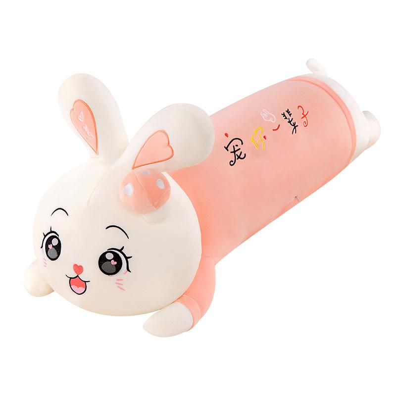

Plush Rabbit Long Strip Pillow With Mushroom Decoration On The Head For Girls Pet Forever