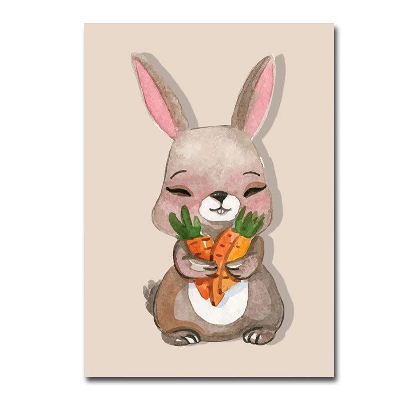 

Скандинавские современные мультяшные детские животные, кролик, лиса, свинья, украшение для детского дома, детская комната, детский сад, холст для девочек, настенное искусство 21*30cm