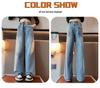 Autumn 2026 Girls' Straight Wide-Leg Jeans for Junior High Students - Stylish & Comfortable Kids' Pants