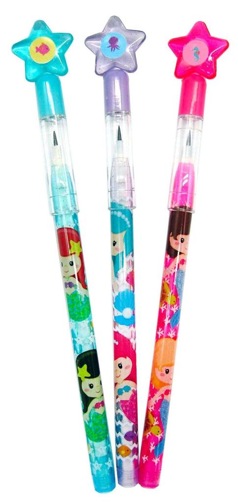 Tiny Mills Mermaid Stackable Push Pencil Set with Erasers and Shark Perfect for Birthday Carnival Favor Classroom and Pinata 24 Pencils per Pack