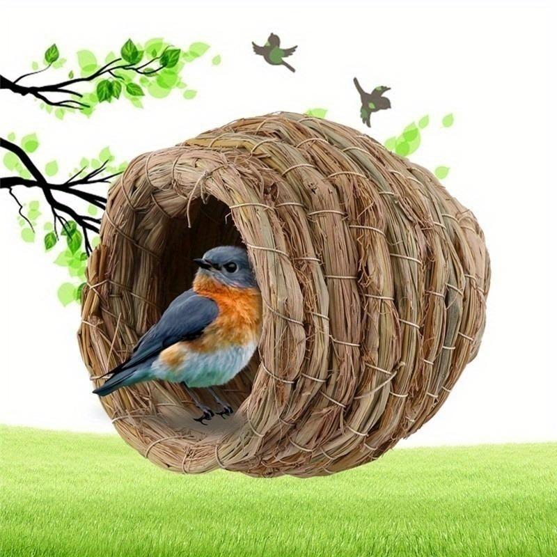 Bird Parrot Handwoven Straw Cage Animals Hamster Parrot Hatching Breeding Cave