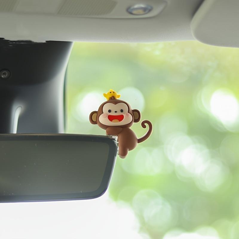 Adorable Mini Monkey Car Ornament - TPU, Fits Rearview Mirror & Dashboard Decor