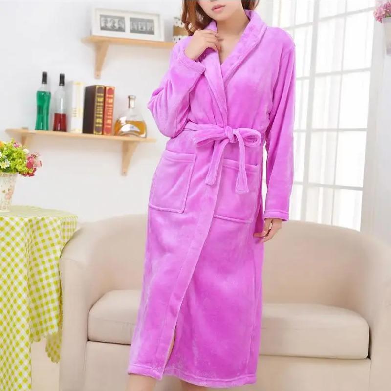 

Длинный халат из кораллового флиса, кимоно, зимняя теплая фланелевая ночная рубашка, халат, повседневная одежда для сна, интимное белье, утепленная домашняя одежда XL