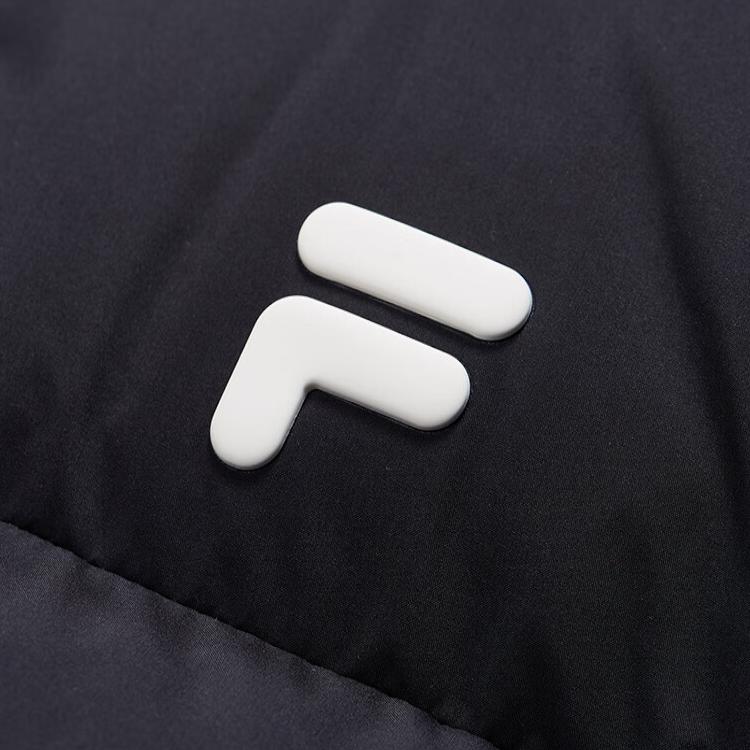 Fila Fusion FOB Series Loose Fit Zipper Hooded Comfortable Warm Long Down Jacket Men Outerwear Black T11U443907F-BK