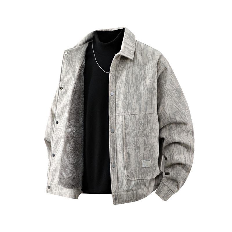 New Arrival Men's Plus Size Corduroy Jacket: XL Loose Fit, Trendy Lapel Shirt Style