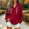 Damen Mode Farbe Kapuze Langarm Locker Sweatshirt Top