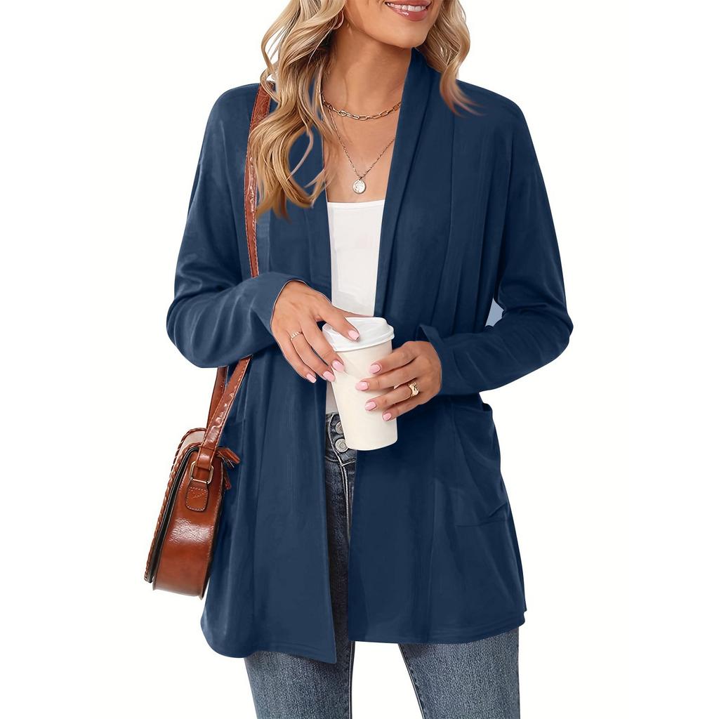 Women's Lightweight Cardigan Sweaters Open Front Long Sleeve Casual Loose Thin Cardigans With Pockets