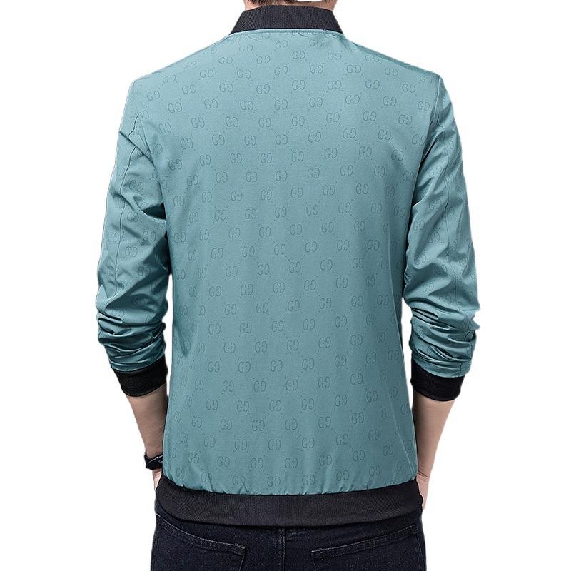 Business Casual Baseball Collar Printed Jacket Men's Spring and Autumn New Middle-aged Dad Large Size Wide Male Simple Zipper Shirt