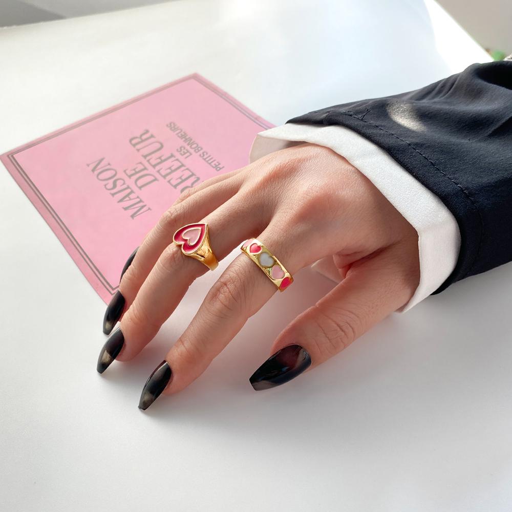 

Красное капающее кольцо любви, комплект из 2 предметов, модный комплект колец для пары, простое кольцо в форме сердца, популярные женские украшения