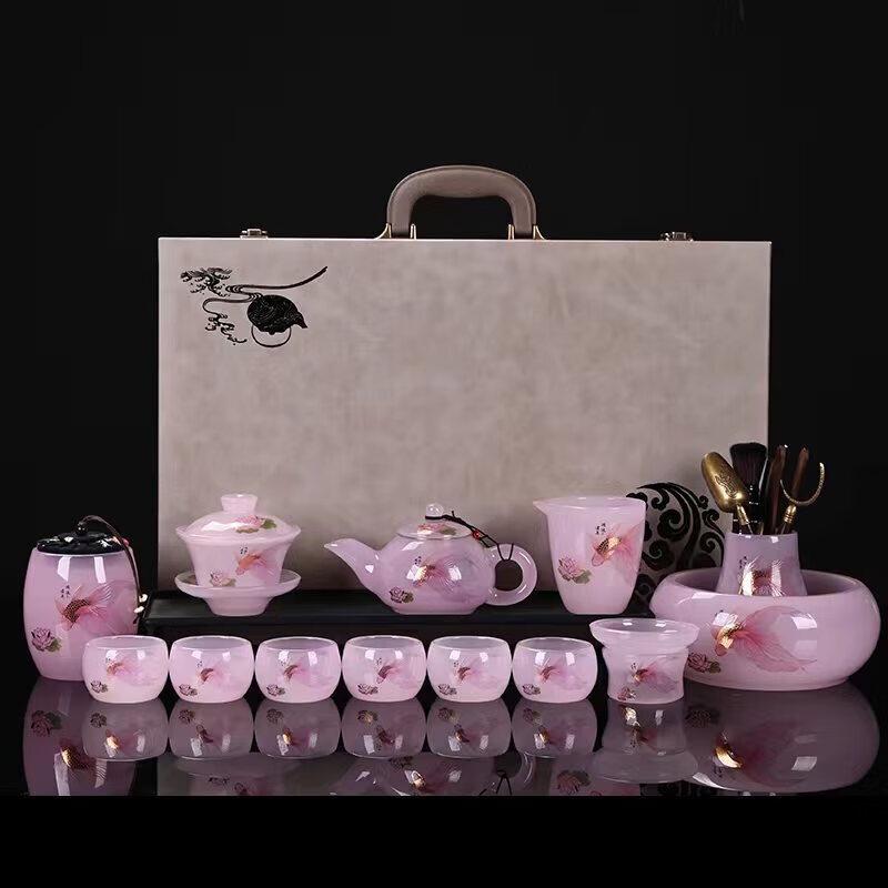 Chaxun Dehua Glazed Kung Fu Tea Set - 14-Piece Gift Box