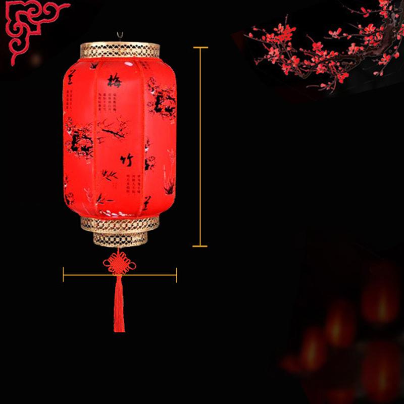 Chinese Retro Red Lantern Festival Printing Landscape Decorative Lanterns Outdoor Waterproof Sunscreen PVC New Year Lanterns