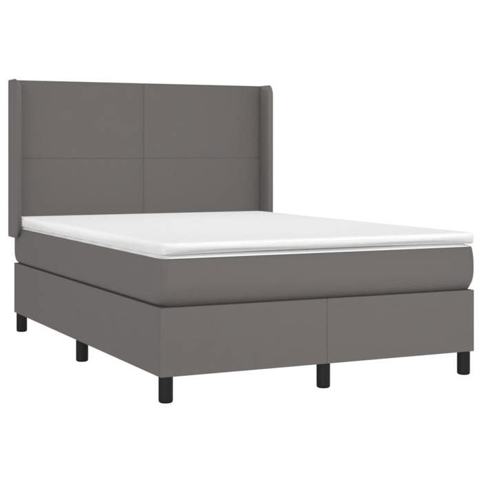 3132379 vidaXL Divan Bed with Mattress Grey 140x190 Cm Faux Leather