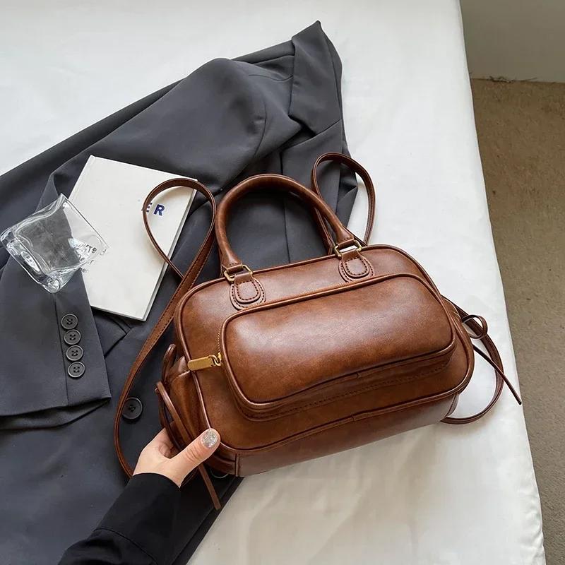 

Small Cute PU Leather Crossbody Bags with Short Handle for Women 2026 Winter Luxury Fashion Shoulder Bag Handbags коричневый