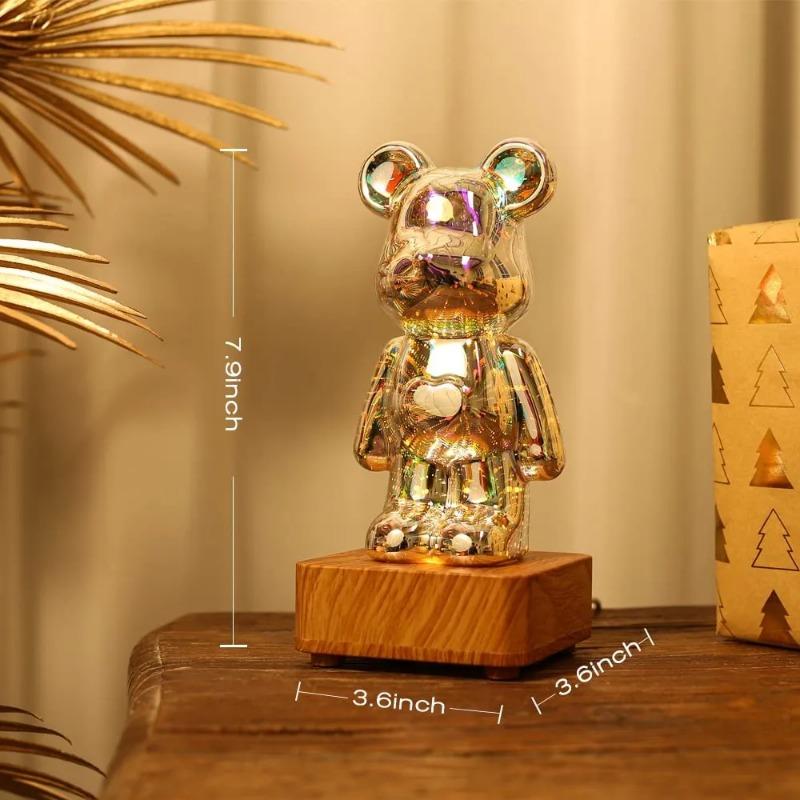 Aesthetic Bear Figure 3D Firework Projector Statue Color Changeable Bear Figurine Sculpture Bedroom Decoration Desk Accessories