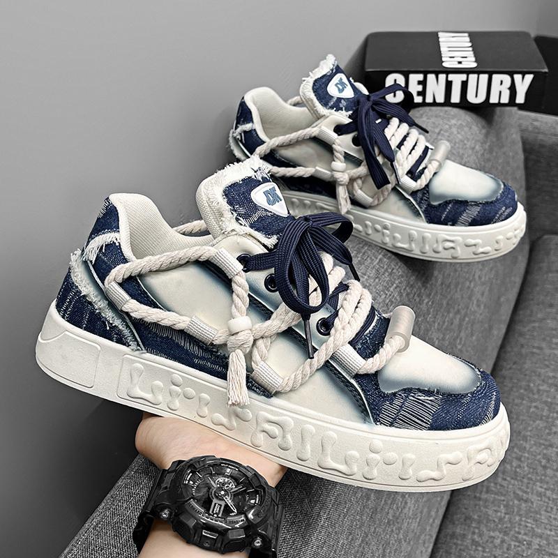 

Мужская обувь 2025 года, новая весенняя универсальная спортивная повседневная обувь для серфинга, молодежная модная брендовая платформа, интернет-знаменитость, взрыв, белые туфли 44 темно-синий