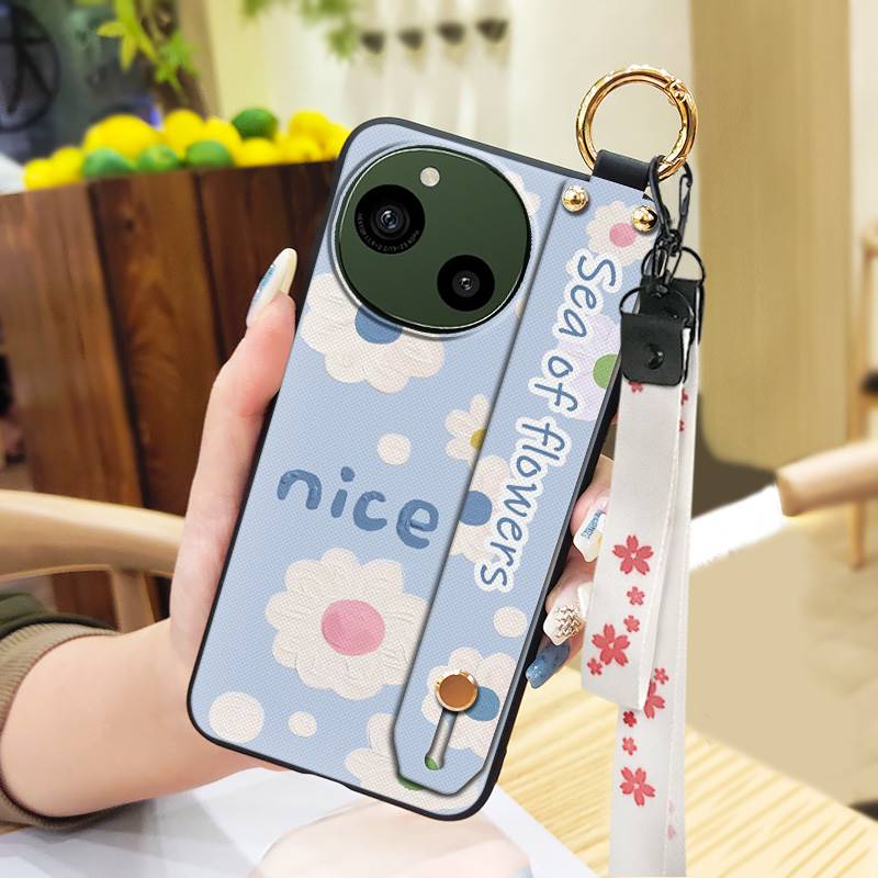 Wrist Strap Waterproof Phone Case For Sharp Aquos R9/SH-51E Oil Painting Anti-knock Ring Durable Kickstand Soft case
