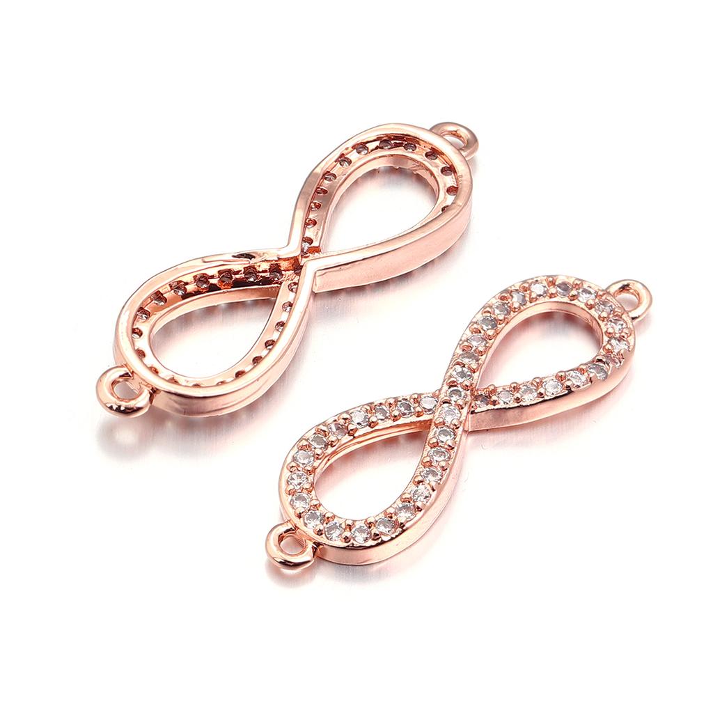 2pcs Brass Cubic Zirconia Infinity Charms 9x29mm Exquisite Cross Charm Connectors For DIY Jewelry Making Necklace Accessories