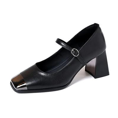  Zapatos De Mujer Women Cute Black Round Toe High Quality Patent Leather Buckle Strap Shoes Lady Office Work Shoe Ab624