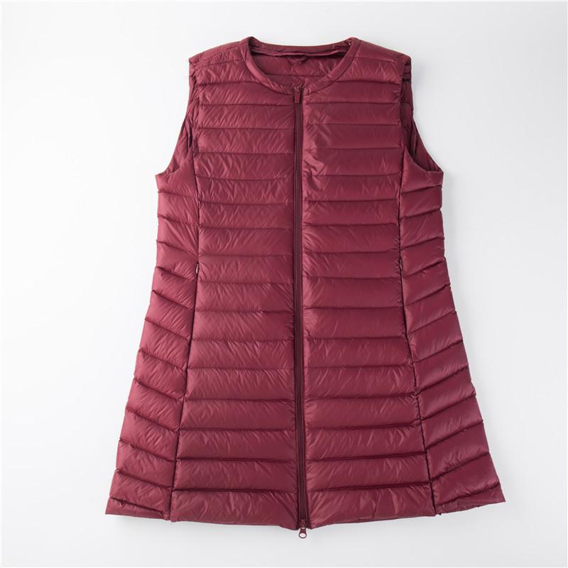 Women's Out-of-Season Korean Down Jacket - Slim Fit, Round Neck, Mid-Length, Zippered Winter Vest