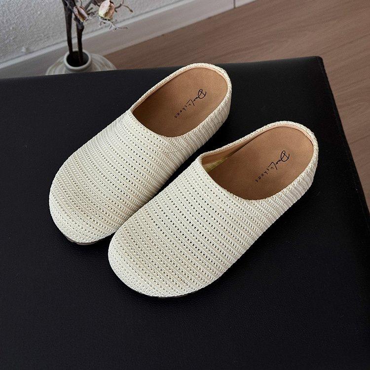 thick-soled inner height-increasing shoes, fisherman's bag head half slippers, women's summer wear new one-pedal sandals single shoes
