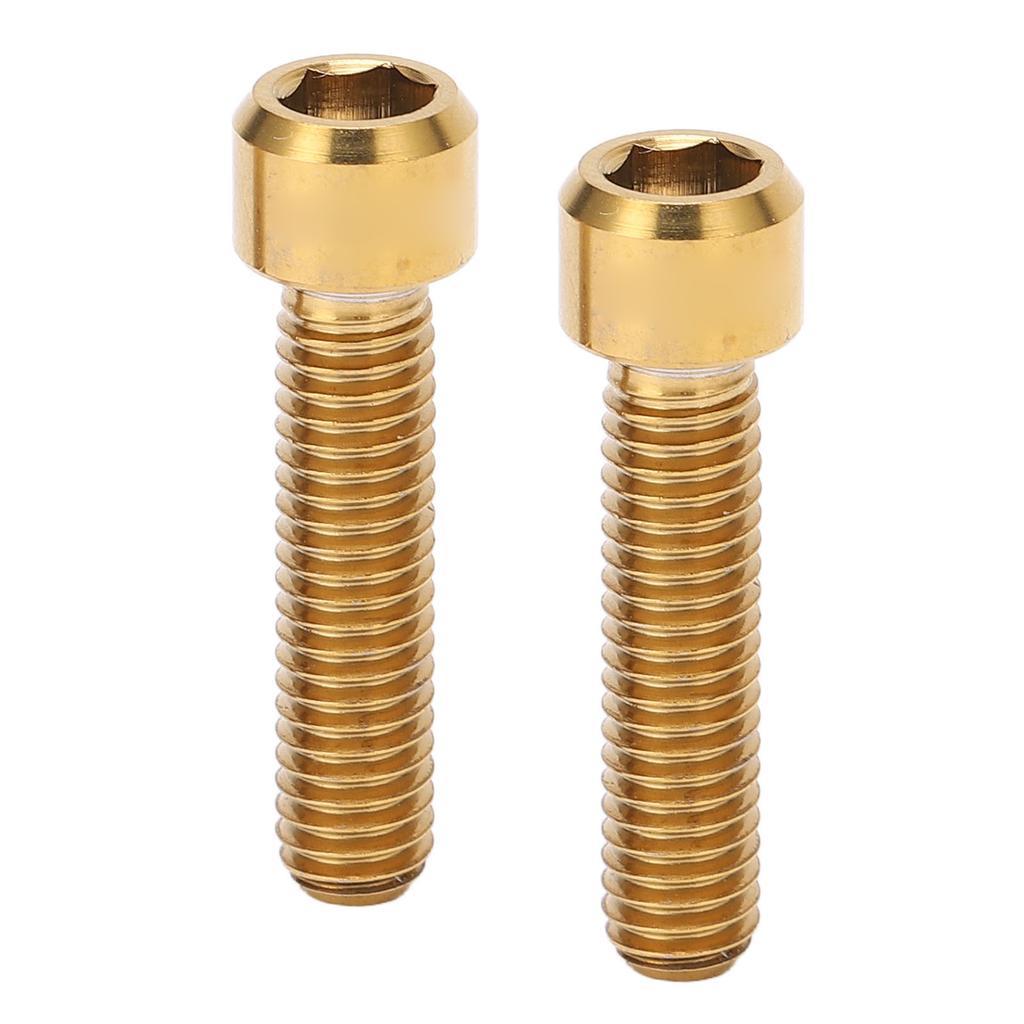 2pcs Bike Stem Screw M6 25mm Extended Titanium Alloy Bike Seatpost Screw for Mountain Road Bike Gold