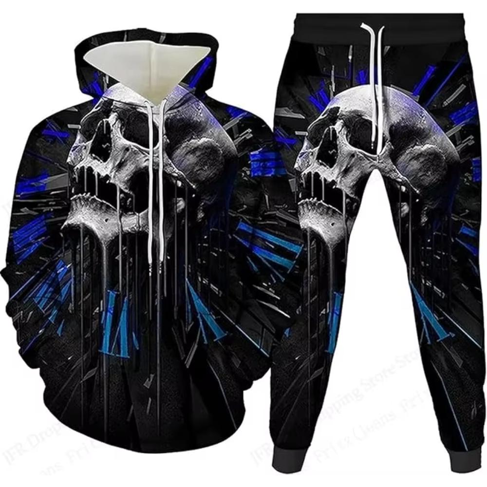 Prosty męski dres z bluzą z kapturem Stylowy Prosty Sportowy Strój Męski