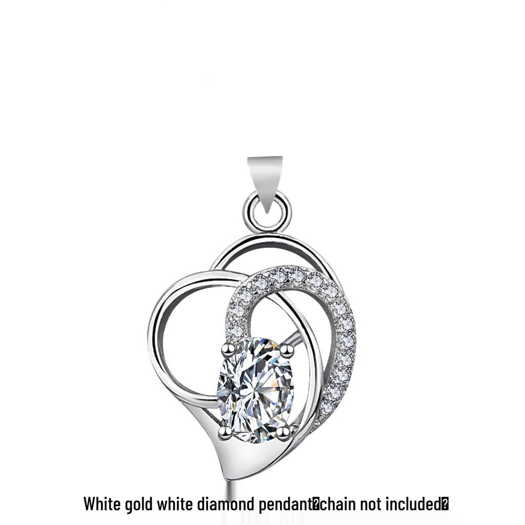 Mingchi Fashion Heart-shaped Blue Topaz Silver Necklace for Women - Simple Korean Clavicle Chain with Natural Crystal Gemstone