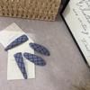 Navy Blue Geometric Plaid Hair Clip - Stylish Bangs & Side Clip
