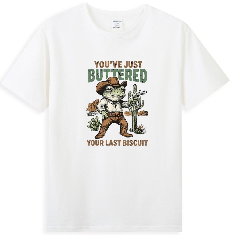 Youve Just Buttered Your Last Biscuit Western Frog Cowboy TShirt S