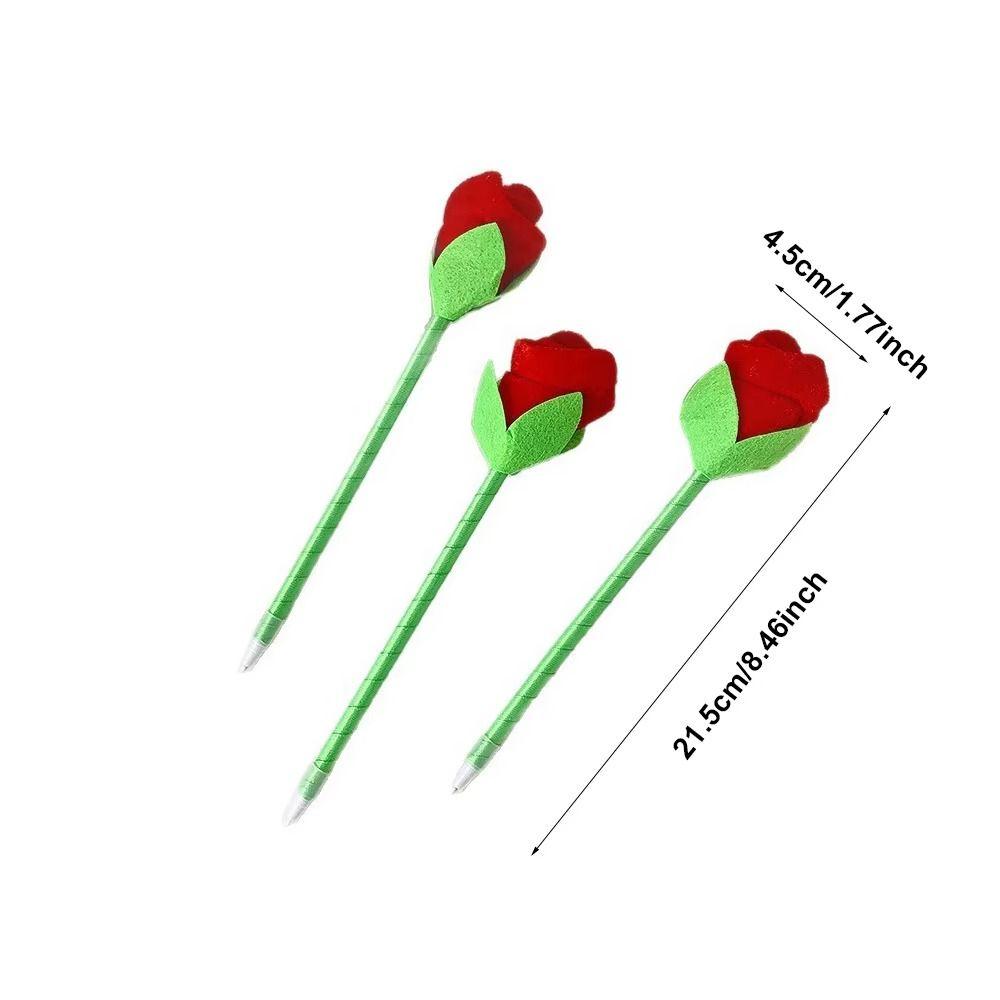 Smooth Writing Cute Cartoon Design Pens Valentine's Day Stuffed Rose Pens  Office Supplies
