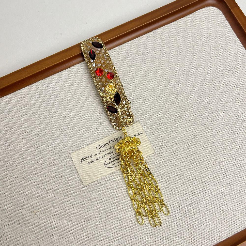 Crystal Tassel Bell Hair Clip Vintage Chinese Style Side Clip Fashion Ethnic Style Hair Hoop  Party