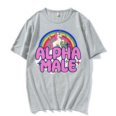 Lustige Alpha-Männchen Einhörner Regenbogen Meme Grafik T-Shirts Herren Damen Vintage Gothic Kleidung T-Shirt Sommer Hochwertige T-Shirts