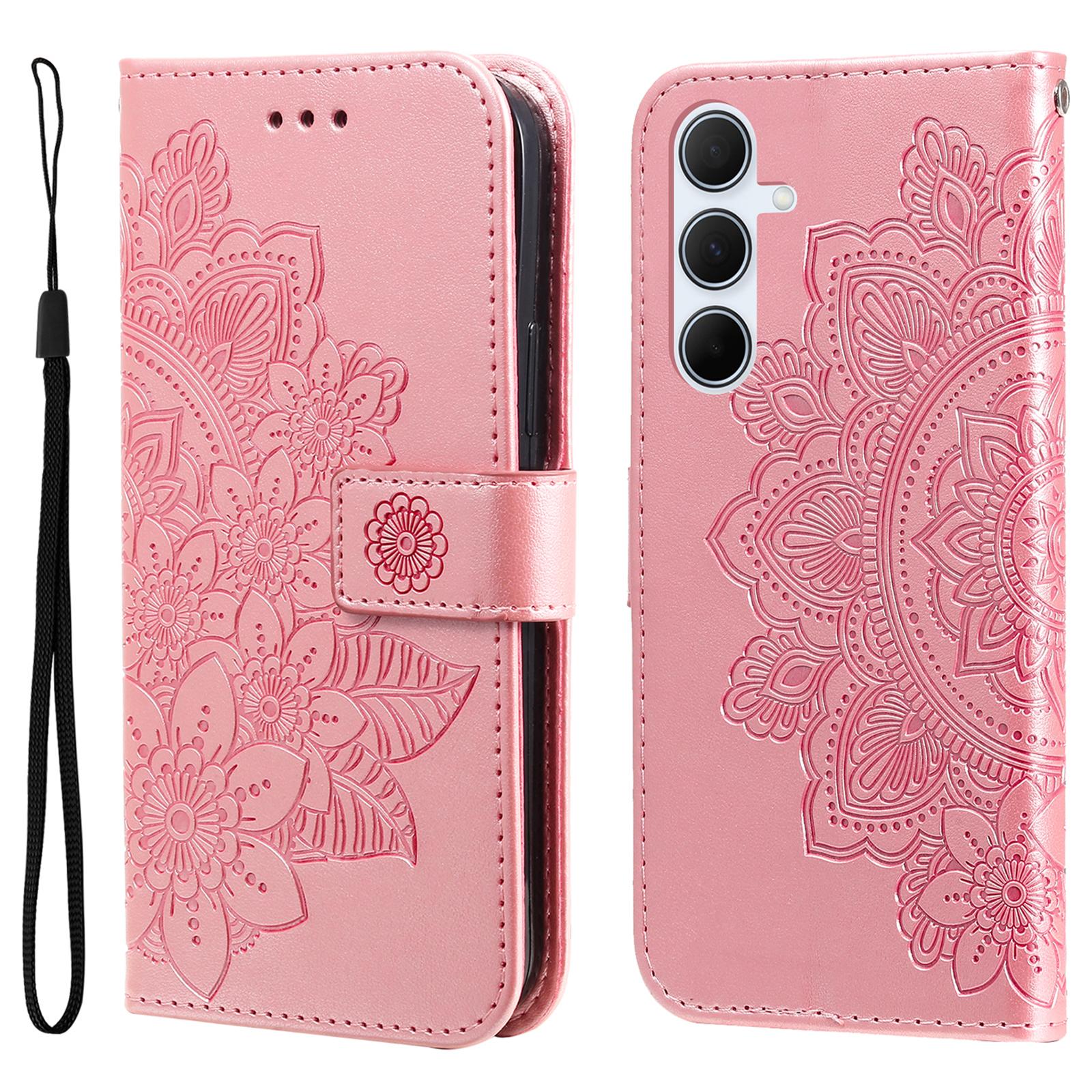 

Чохол для Samsung Galaxy A56 5G з квітковим візерунком, гаманець-підставка з PU шкіри, чохол для телефону Pink