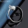 ALIZERO 925 Silver Ring Heart Lock Ring For Women Man Wedding Engagement Gifts Fashion Party Charm Jewelry