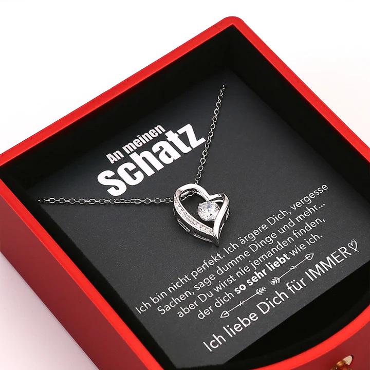 Double Opening Rose Heart Necklace Gift Box - Christmas Jewelry Box with Drawer