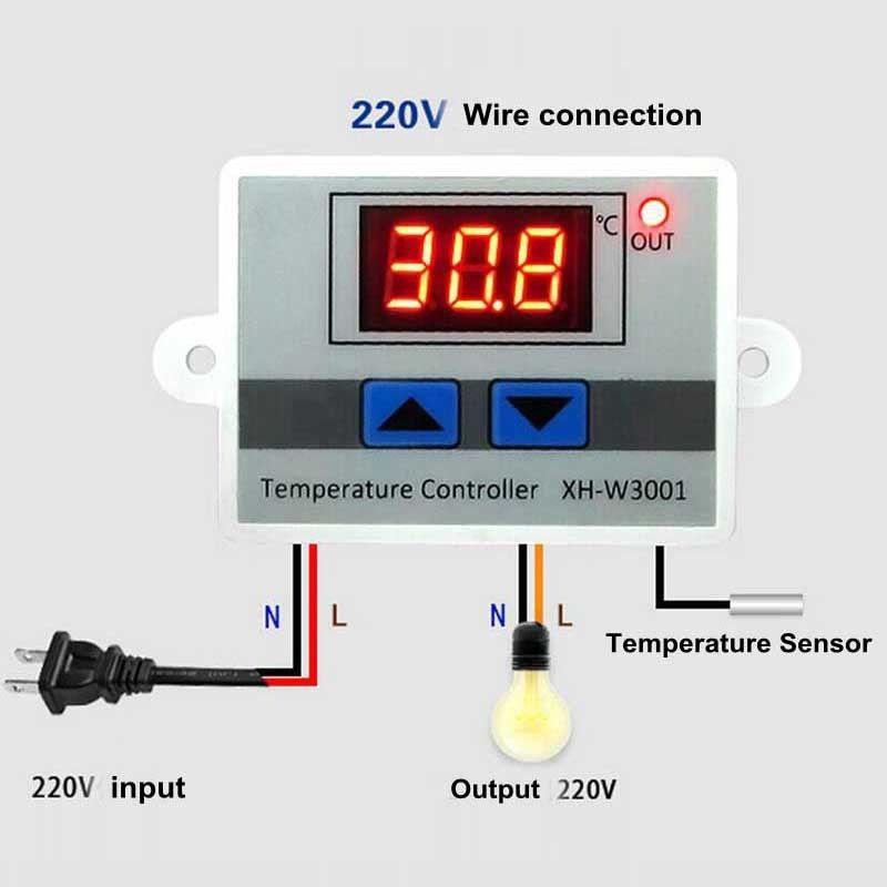 Digital LED Temperature Controller 12-220V 10A Thermostat Control Switch Probe N