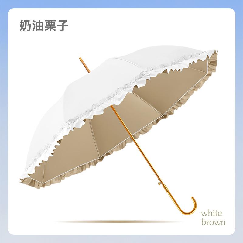 New 8-bone straight rod color glue fabric sunscreen sunshade lace umbrella high-grade light luxury sun umbrella advertising long-handled umbrella