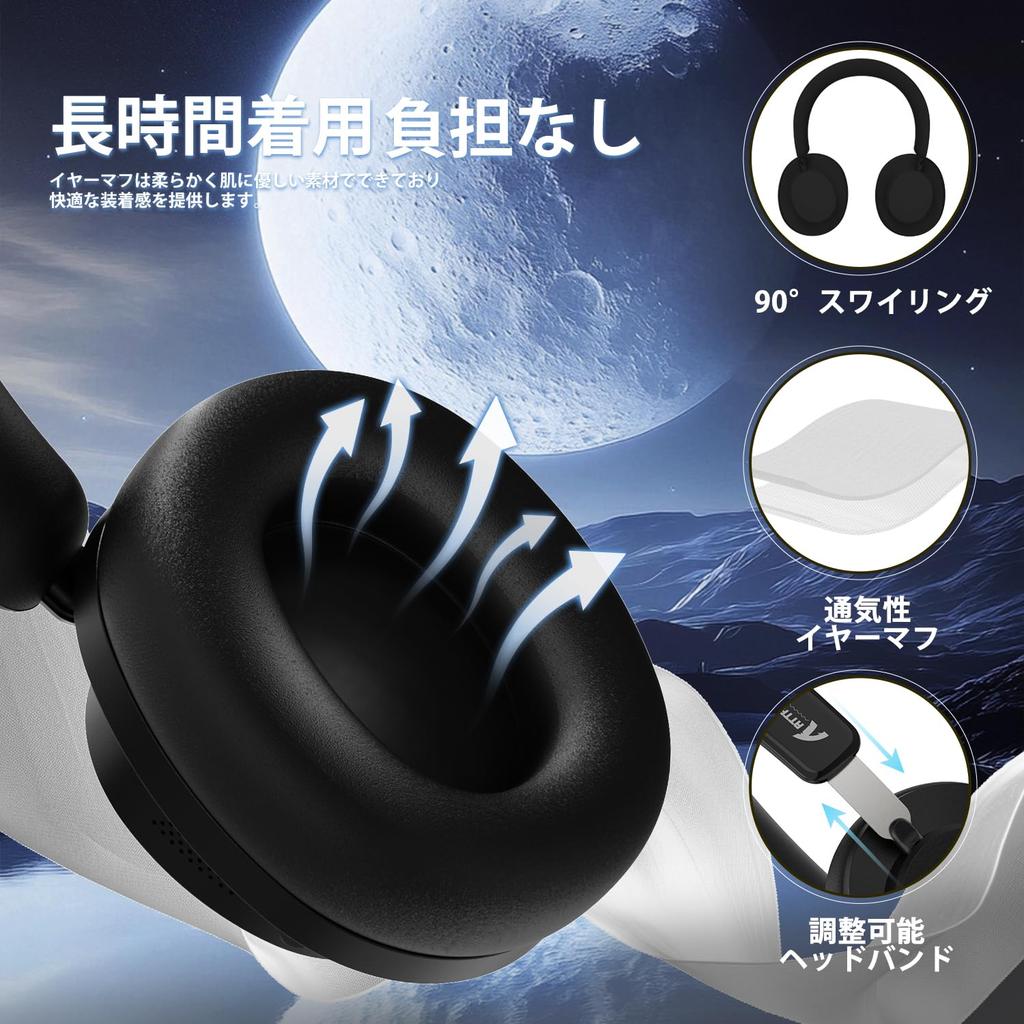 ATTACK SHARK G500 BT5.3 Wireless Over-Ear Headphones with 30 Hours of Music Time, Active Noise Cancelling, Sound-Isolating Earphones (NAC Bluetooth