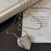 Sliver Color Long Necklace Stereo Heart Shape Clothes Jewelry Mini Bag Pendant  For Women Men Gift